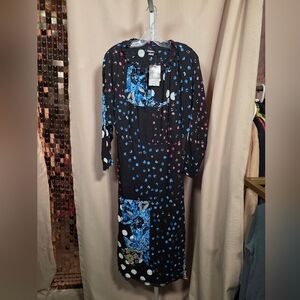 NWT Desigual Multiprint Long Sleeve Ruffled Dress Size M